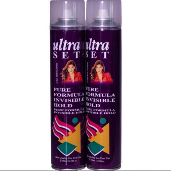 Ultra Set Hair Spray - Pure Formula Invisible Hold - 450ml - Extra Strong Professional Styling Spray