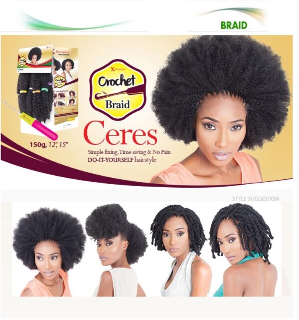 img_2125 X-Pression Ceres Braid Crochet Braiding Hair Extensions African Kinky 60", Synthetic Fiber, Soft, Smooth, Supple Natural Look, 100g